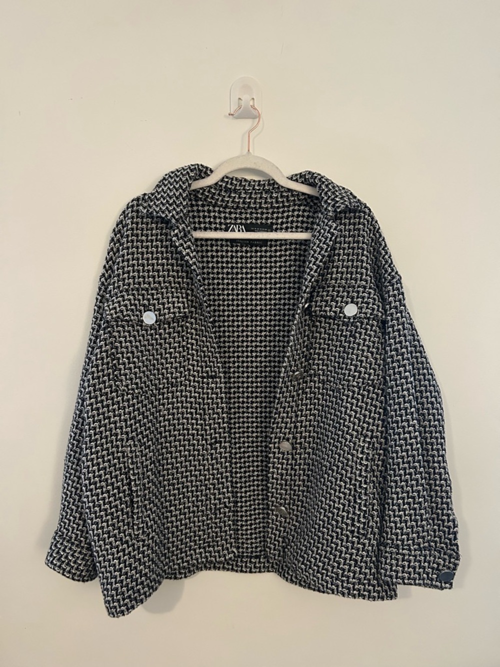 ZARA Oversized Black & White Knit Jacket Pre-Loved Excellent Condition